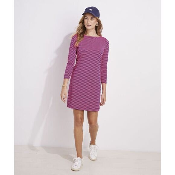 Vineyard Vines Women’s Boatneck Striped Sankaty UPF 50+ Red/Navy - Picture 1 of 12